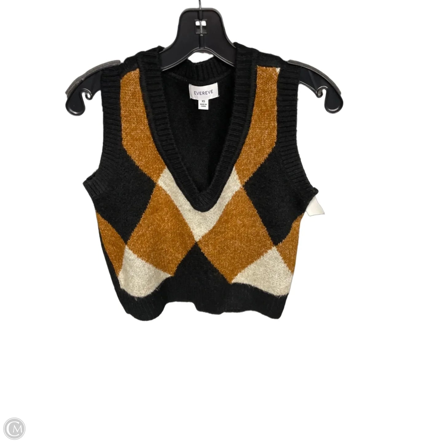 Vest Sweater By Evereve In Black & Brown, Size: Xs