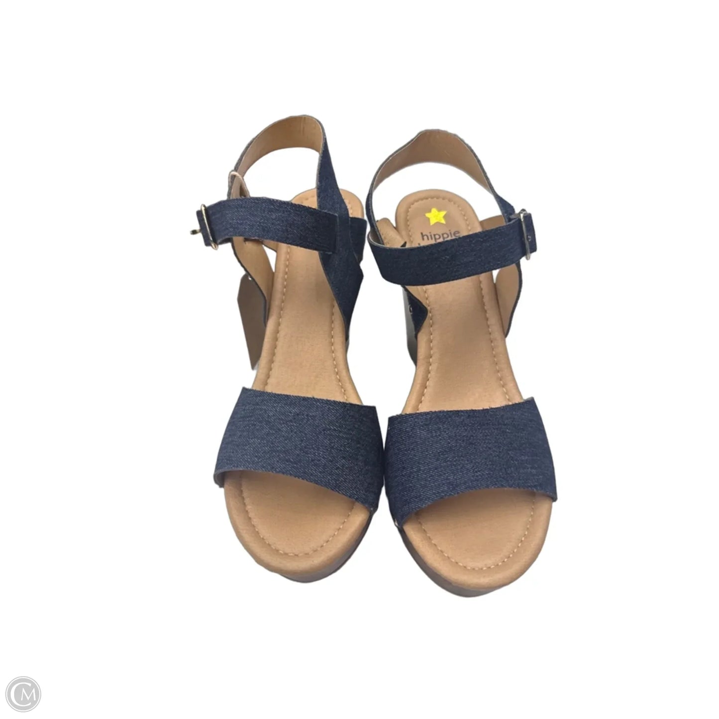 Shoes Heels Wedge By Hippie Laundry In Blue Denim, Size: 9.5