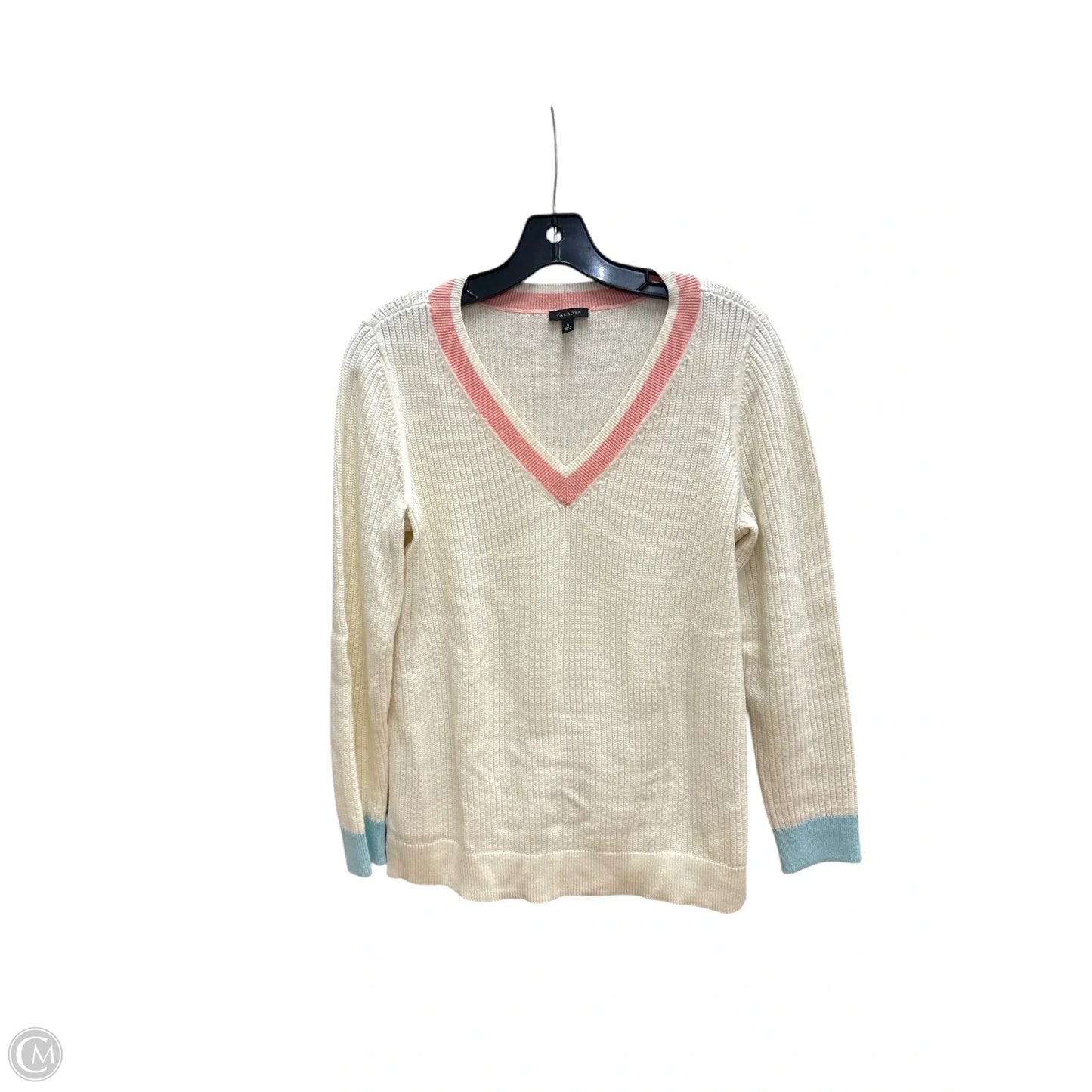 Sweater By Talbots In Cream & Pink, Size: S