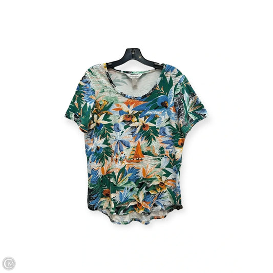 Top Short Sleeve Basic By Christopher And Banks In Blue & Green, Size: M