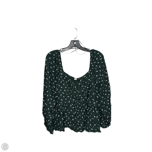 Top Long Sleeve By Old Navy In Green & White, Size: Xxl