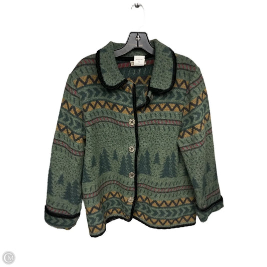 Jacket Shirt By Coldwater Creek In Green & Tan, Size: M