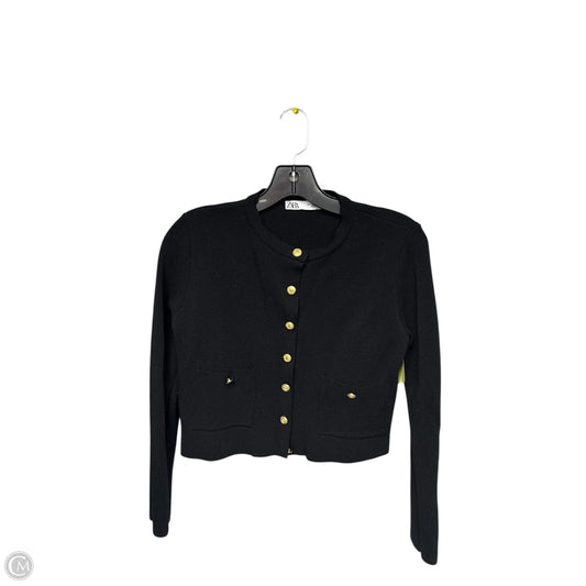 Cardigan By Zara In Black & Gold, Size: S