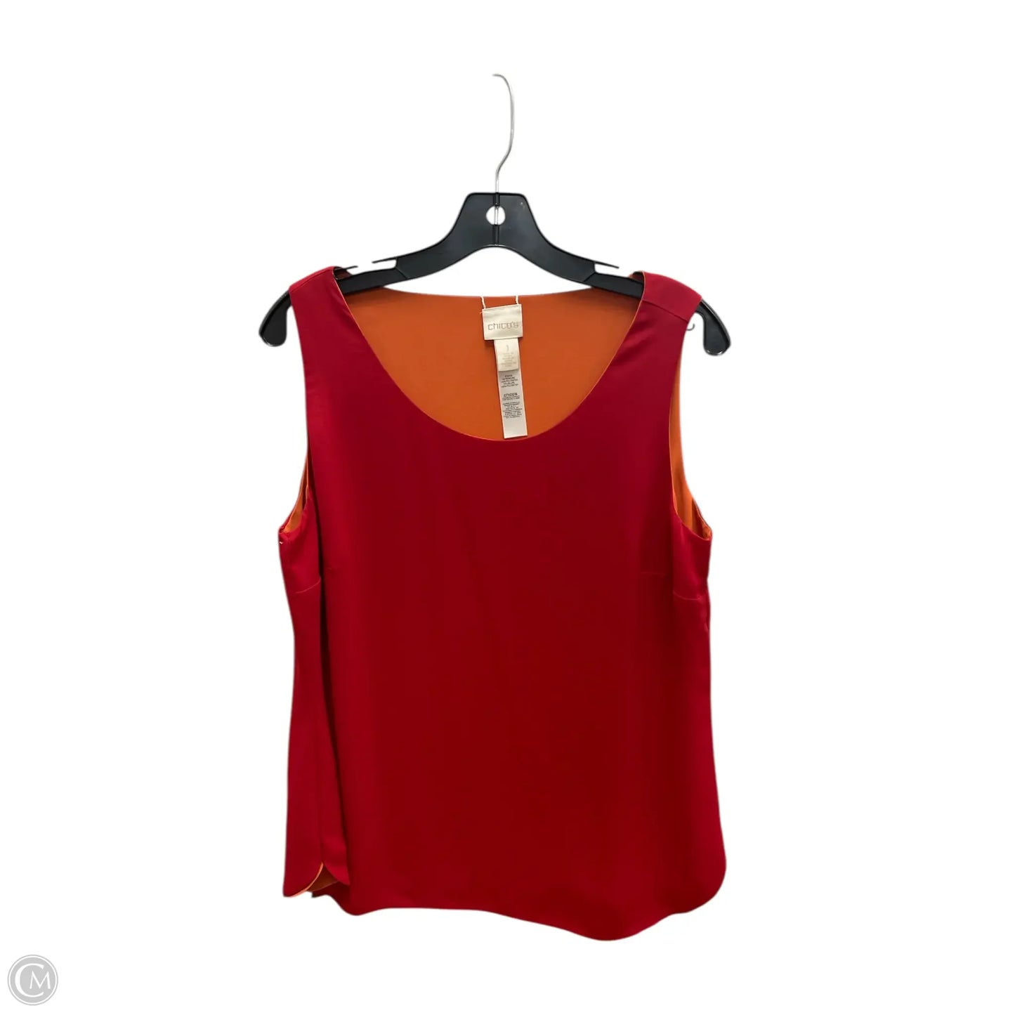Top Sleeveless By Chicos In Orange & Red, Size: M
