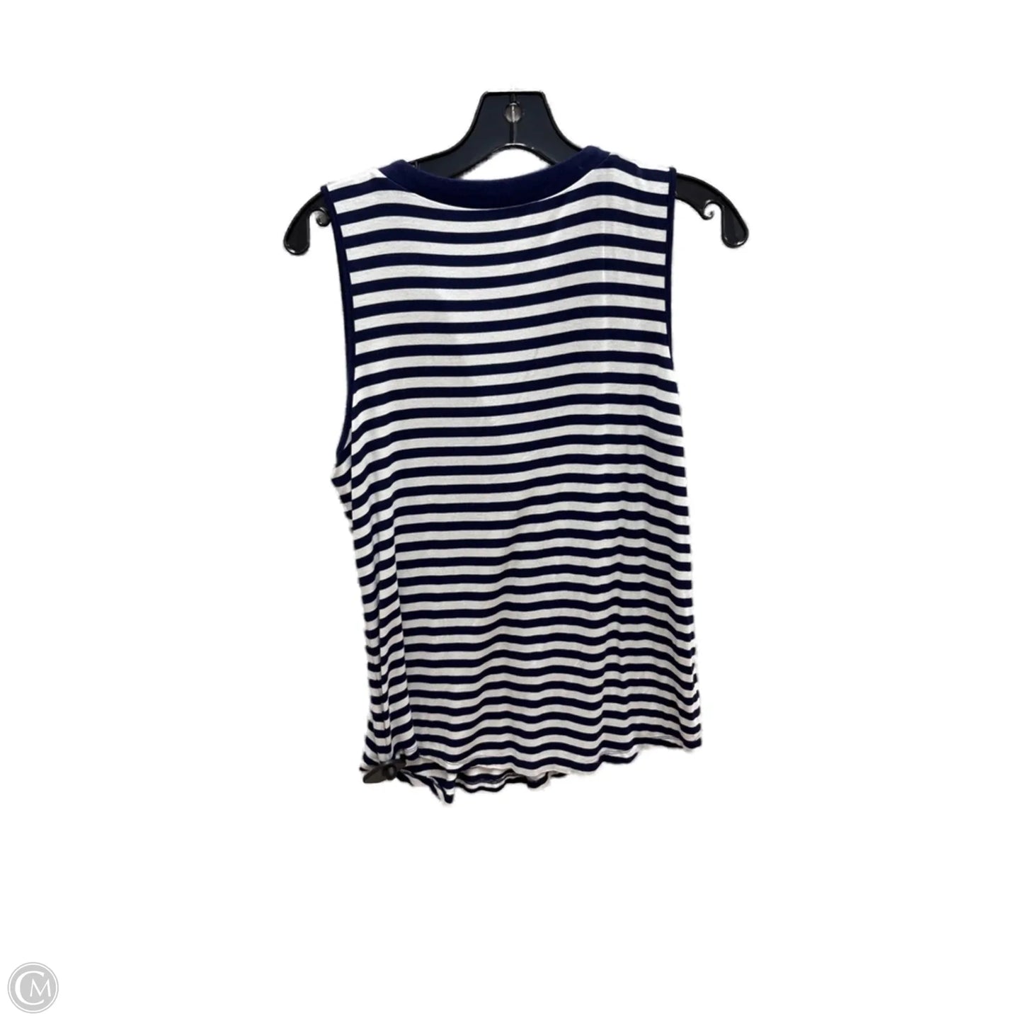 Top Sleeveless By Cable And Gauge In Blue & White, Size: L