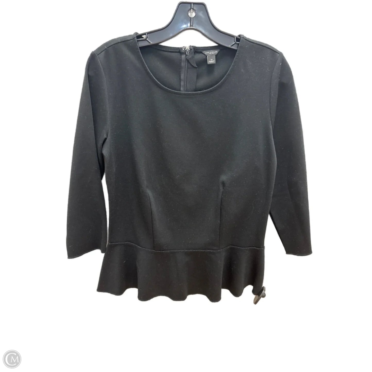 Top 3/4 Sleeve By Ann Taylor In Black, Size: M