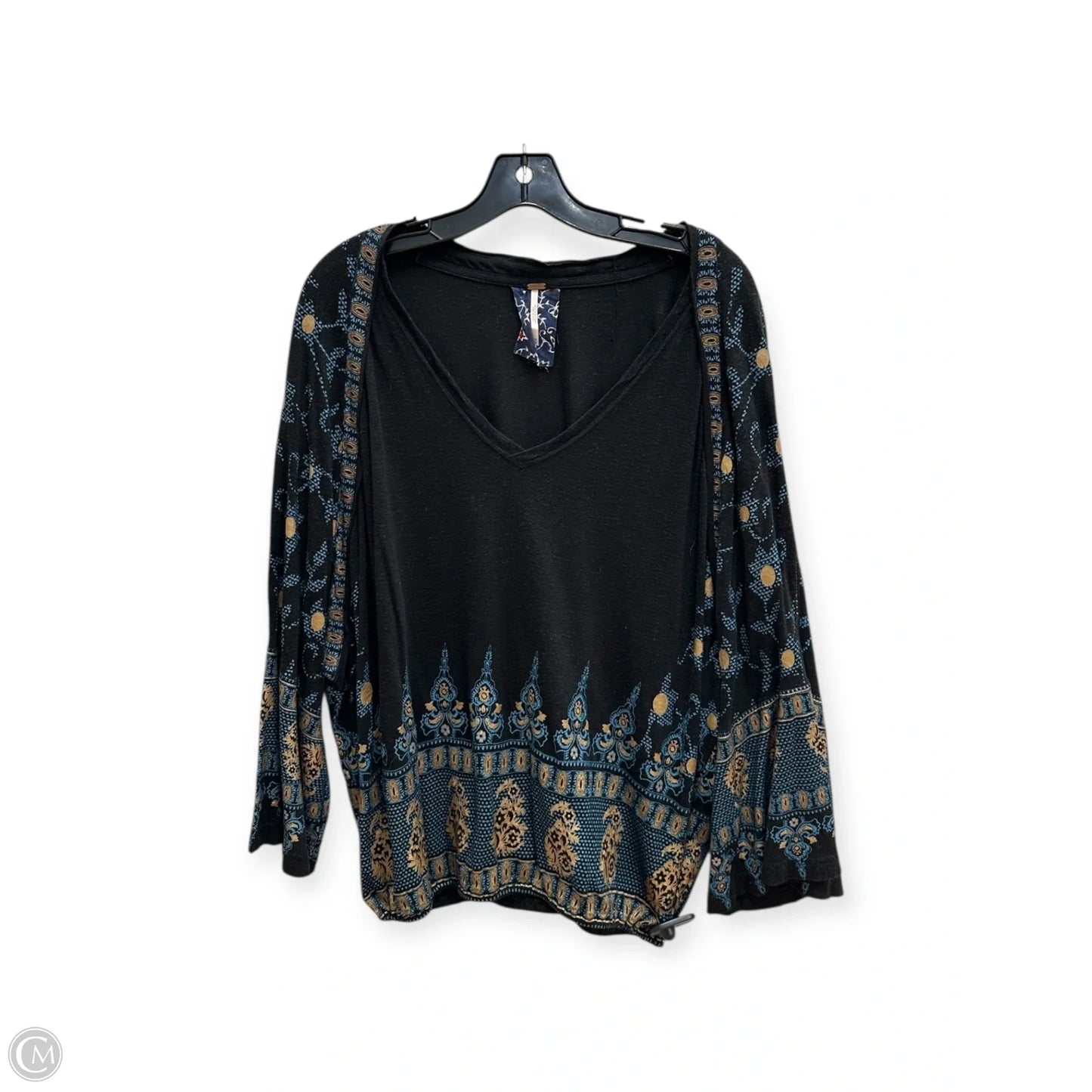 Top Long Sleeve By Free People In Black & Blue, Size: M
