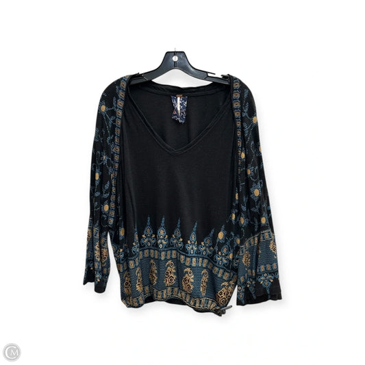 Top Long Sleeve By Free People In Black & Blue, Size: M
