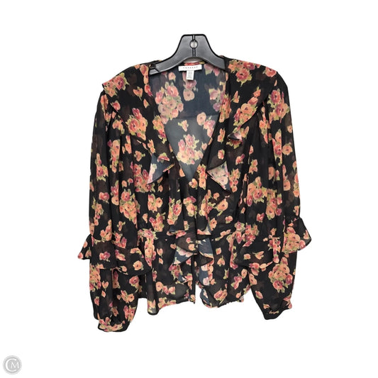 Top Long Sleeve By Topshop In Floral Print, Size: 10