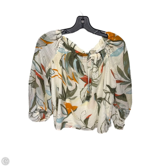 Top Long Sleeve By A New Day In Cream & Green, Size: Xs
