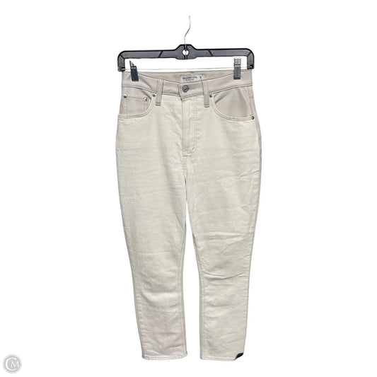 Jeans Straight By Abercrombie And Fitch In Cream, Size: 2p