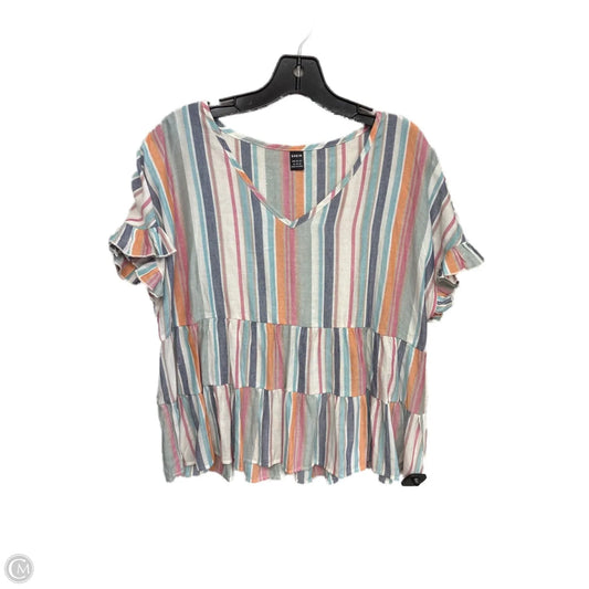Top Short Sleeve By Shein In Striped Pattern, Size: Xl