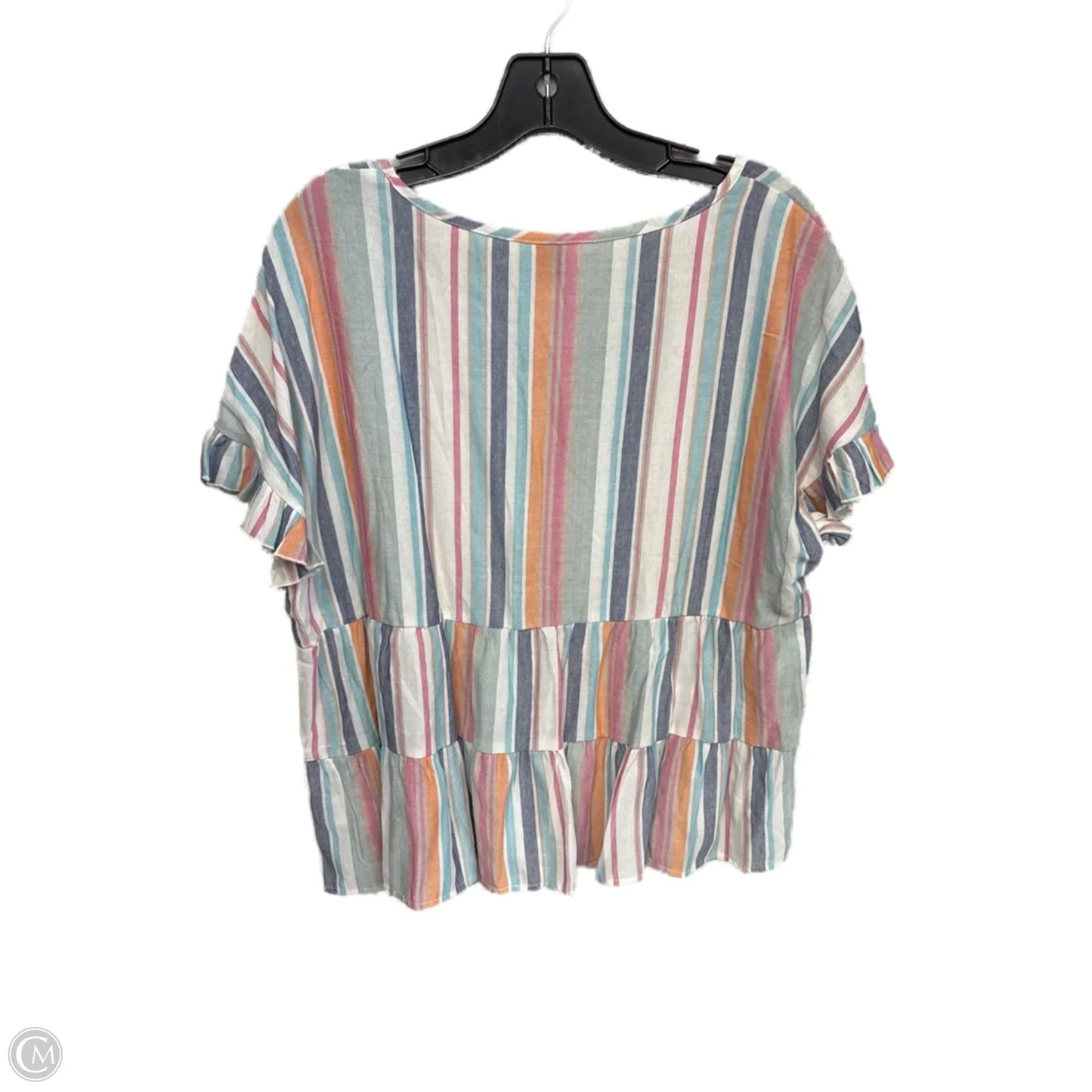 Top Short Sleeve By Shein In Striped Pattern, Size: Xl