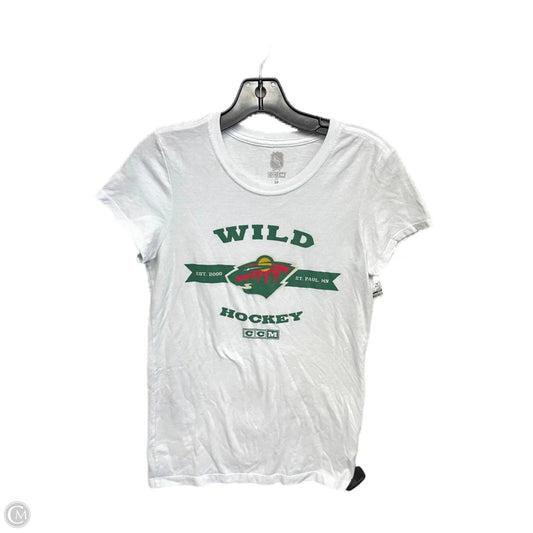 Athletic Top Short Sleeve By Nhl In Green & White, Size: M