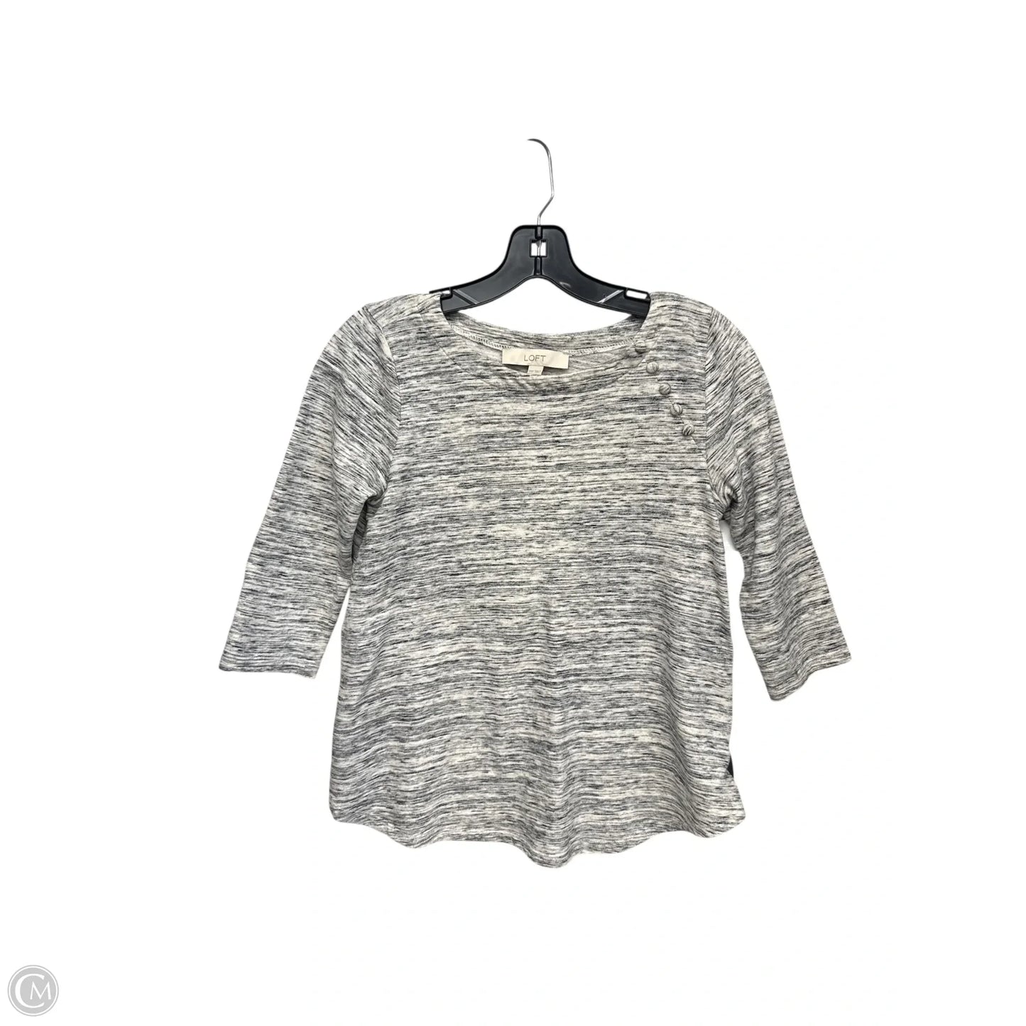 Top 3/4 Sleeve By Loft In Cream & Grey, Size: Xxsp