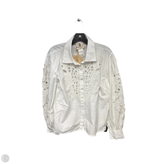 Top Long Sleeve By Clothes Mentor In White, Size: M