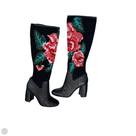 Boots Mid-calf Heels By Nanette Lepore In Black & Pink, Size: 7.5