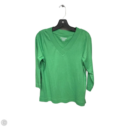 Top 3/4 Sleeve By Chicos In Green, Size: M