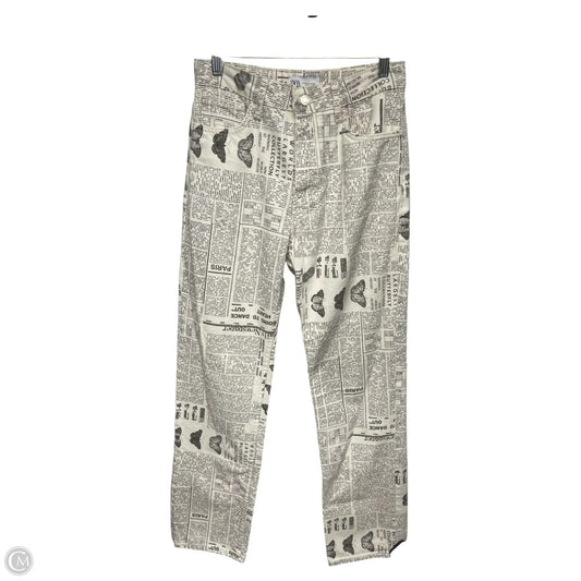 Jeans Straight By Zara In Black & White, Size: 4