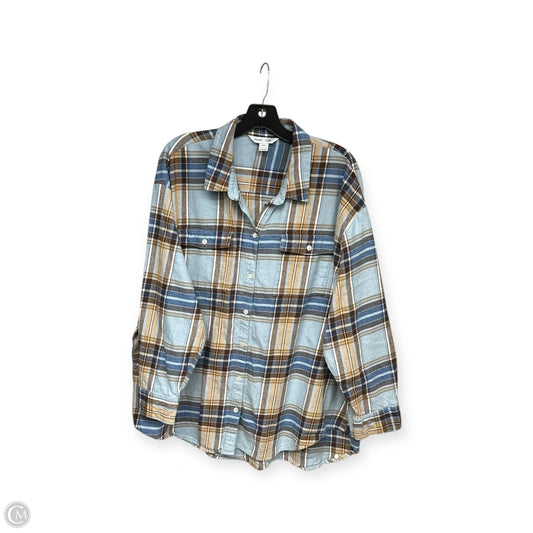 Top Long Sleeve By Old Navy In Plaid Pattern, Size: Xxl
