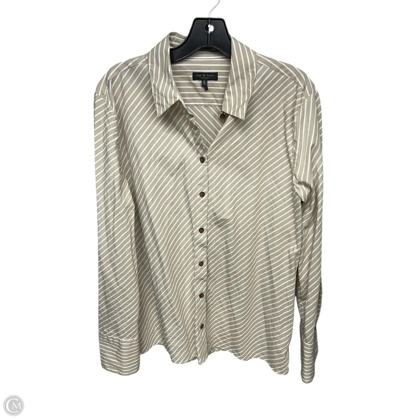 Top Long Sleeve By Rag And Bone In Cream & White, Size: Xl