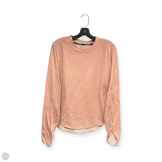 Athletic Top Long Sleeve Collar By Nike Apparel In Coral, Size: L
