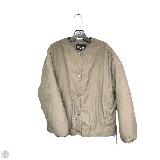 Jacket Puffer & Quilted By Zara In Taupe, Size: M