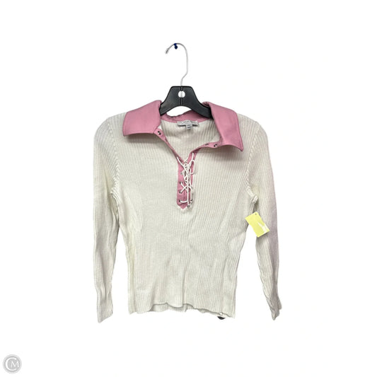 Top Long Sleeve By St. John In Cream & Pink, Size: S