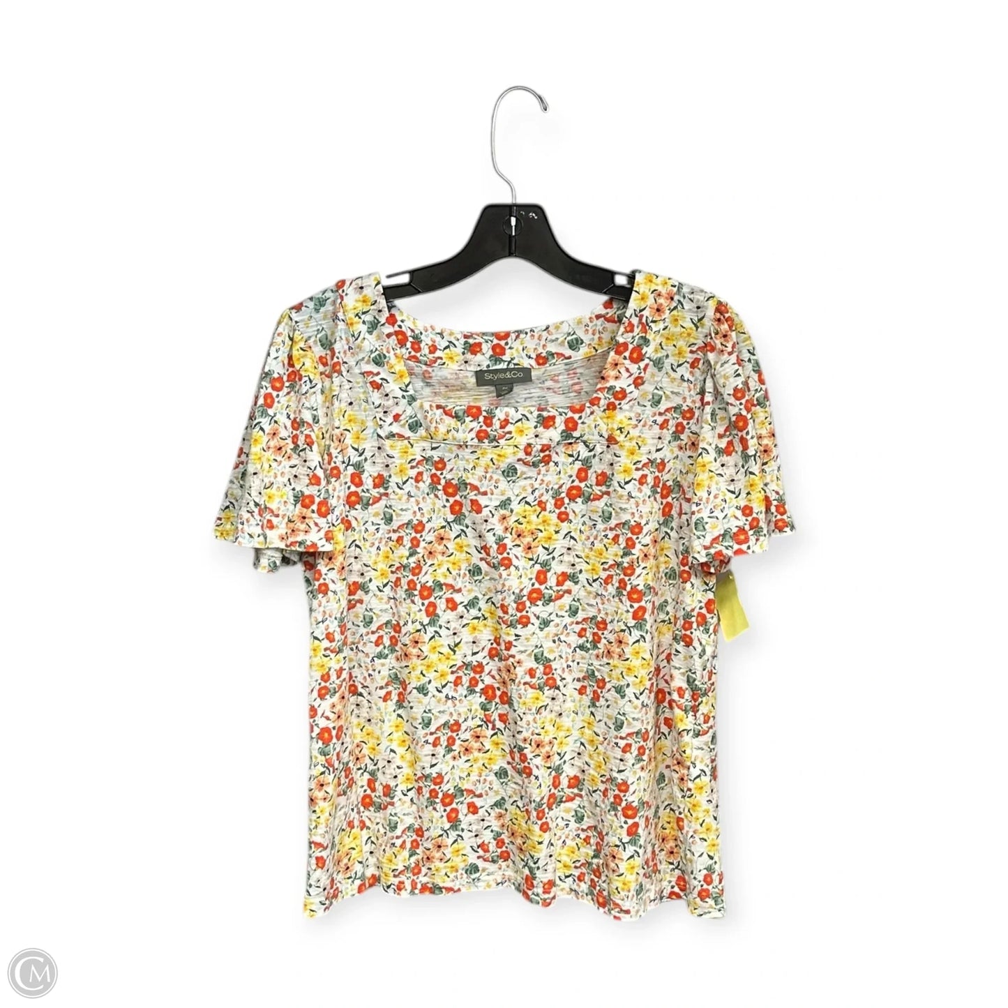 Top Short Sleeve By Style And Company In Floral Print, Size: Mp