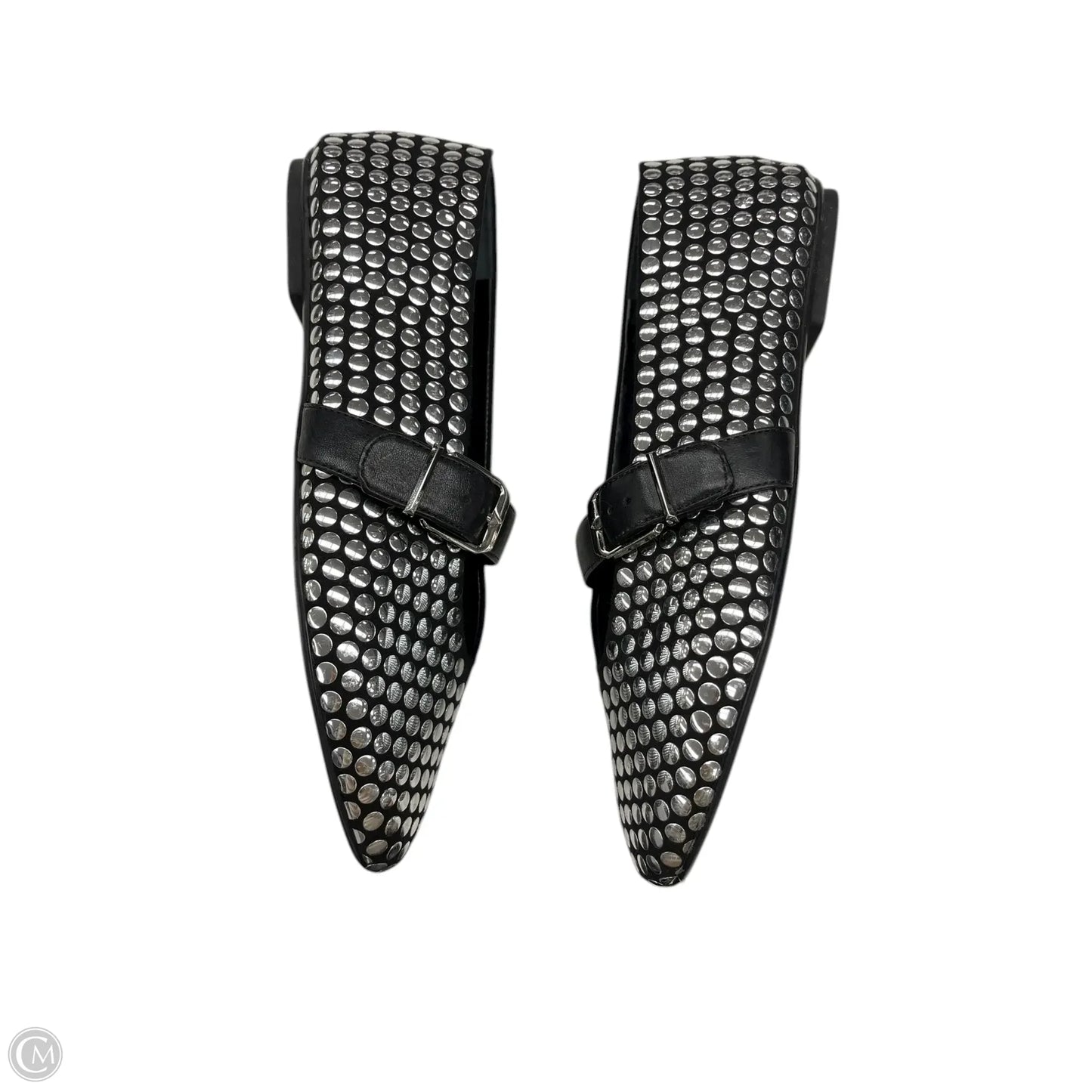 Shoes Flats By Schutz In Black & Silver, Size: 6.5