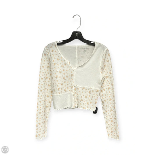 Top Long Sleeve By American Eagle In Orange & White, Size: M