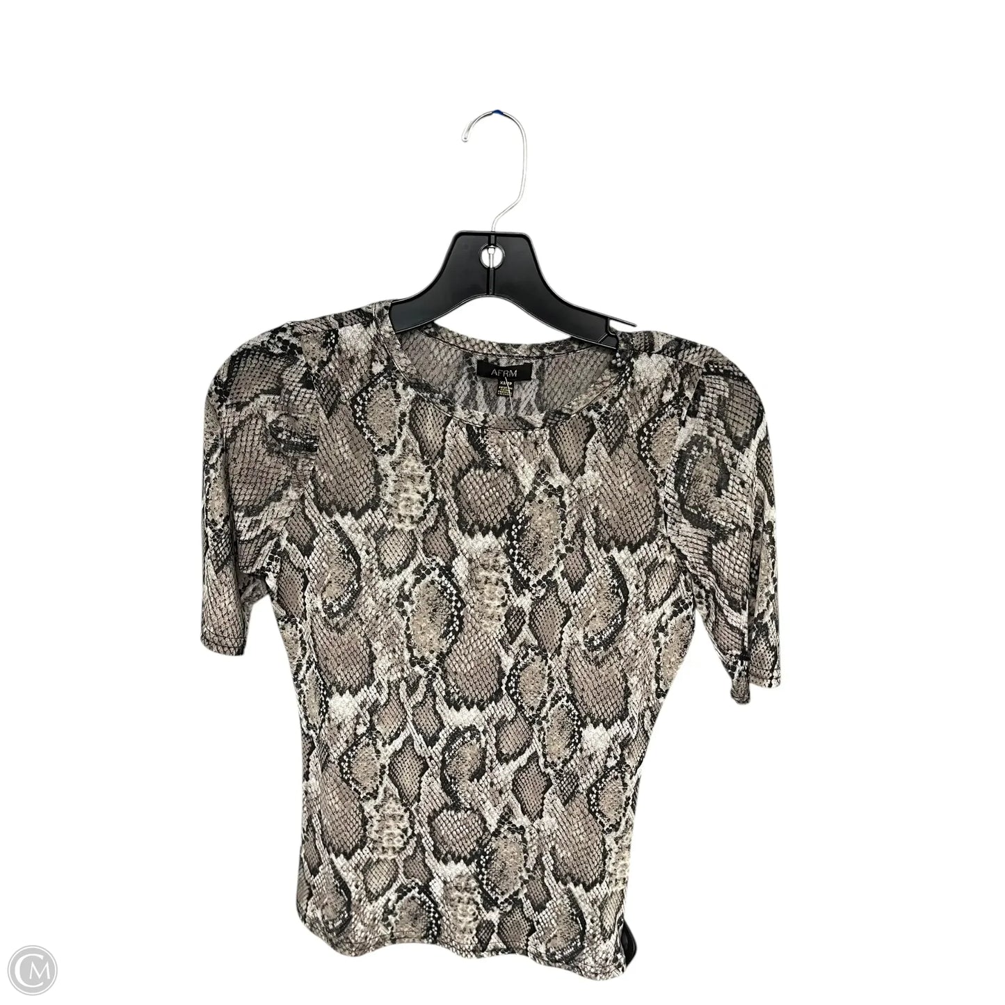 Top Short Sleeve By Afrm In Snakeskin Print, Size: Xs