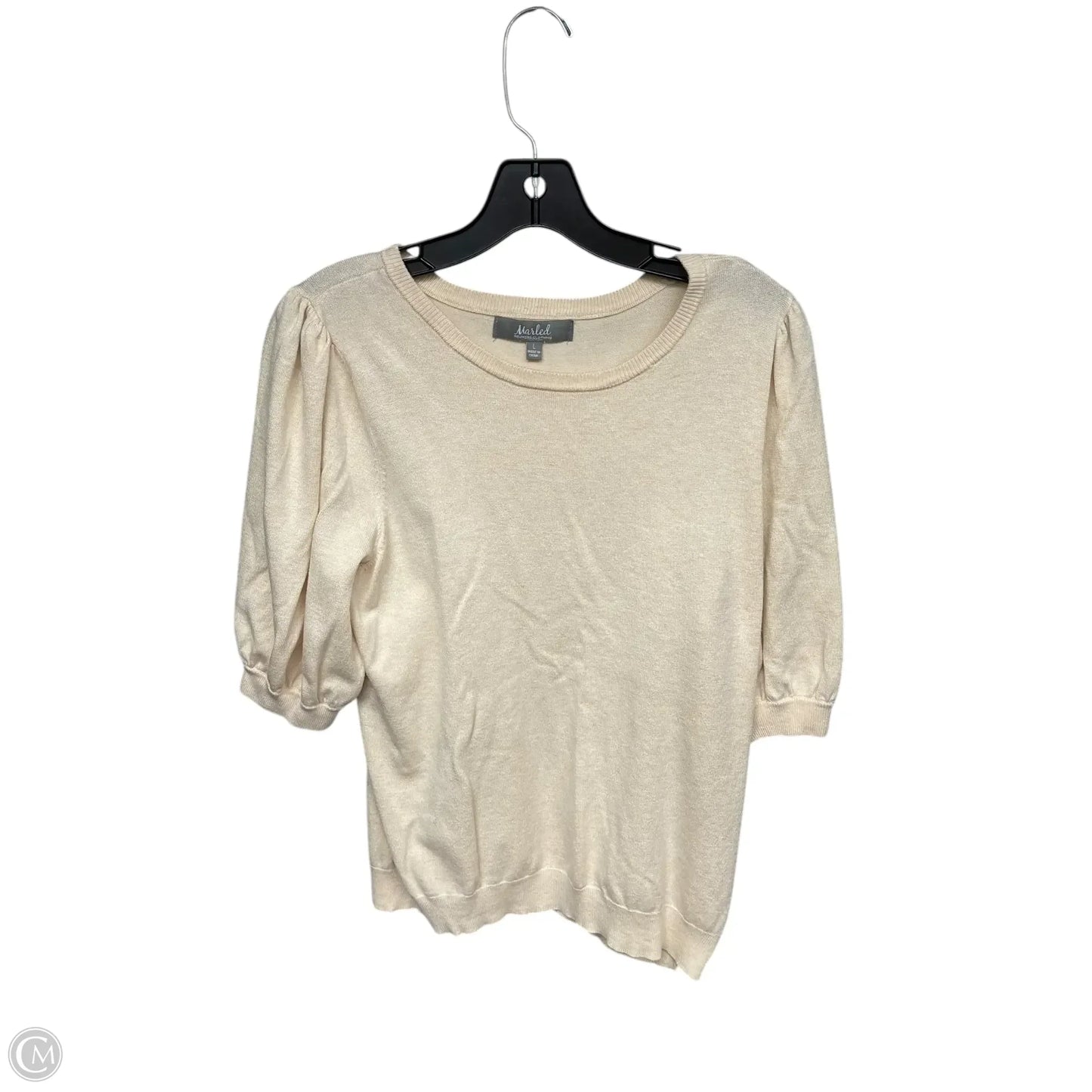 Top Short Sleeve By Marled In Cream, Size: L