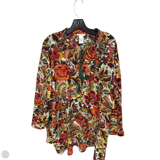 Tunic Long Sleeve By Esley In Floral Print, Size: L