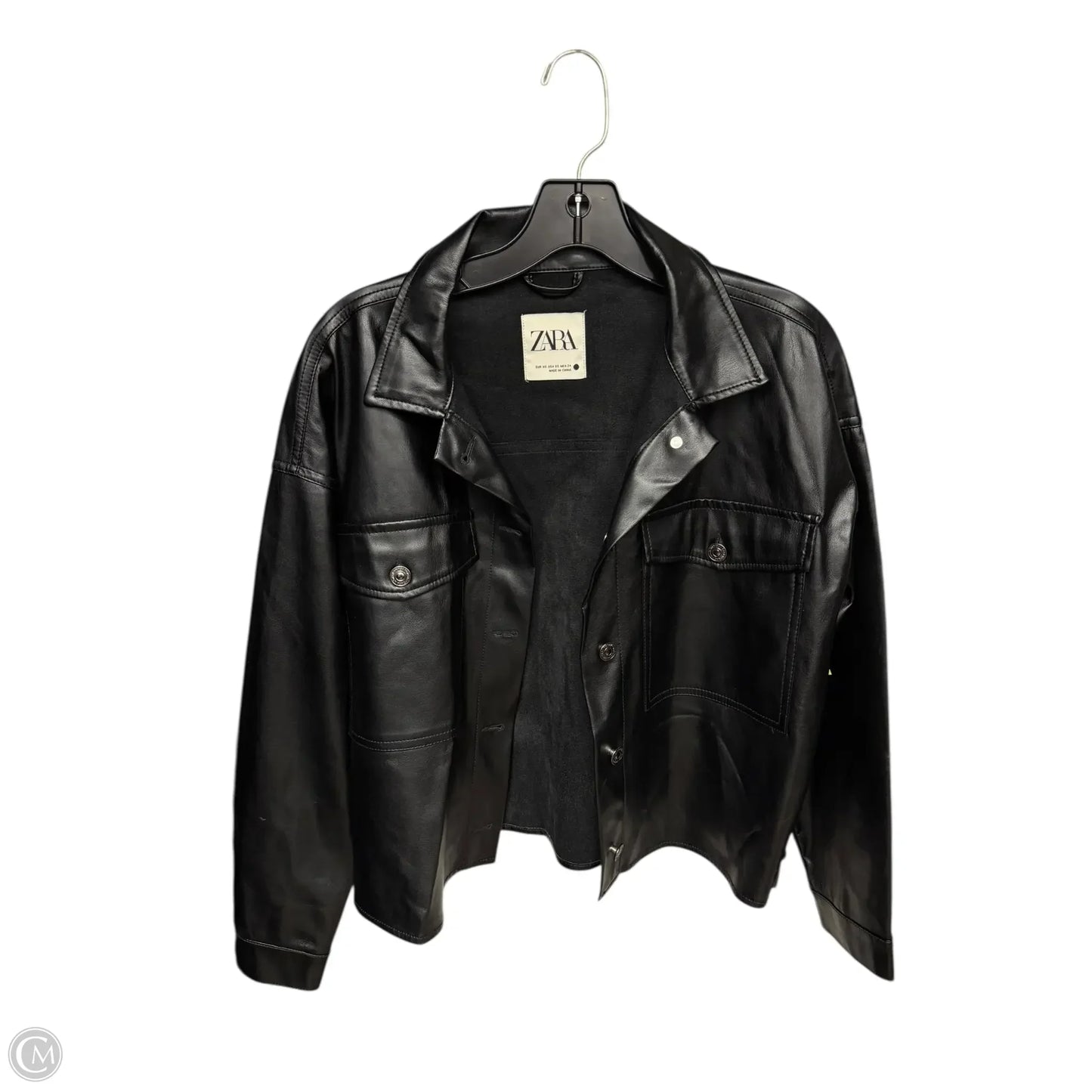 Jacket Shirt By Zara In Black, Size: Xs