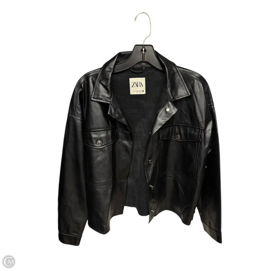 Jacket Shirt By Zara In Black, Size: Xs