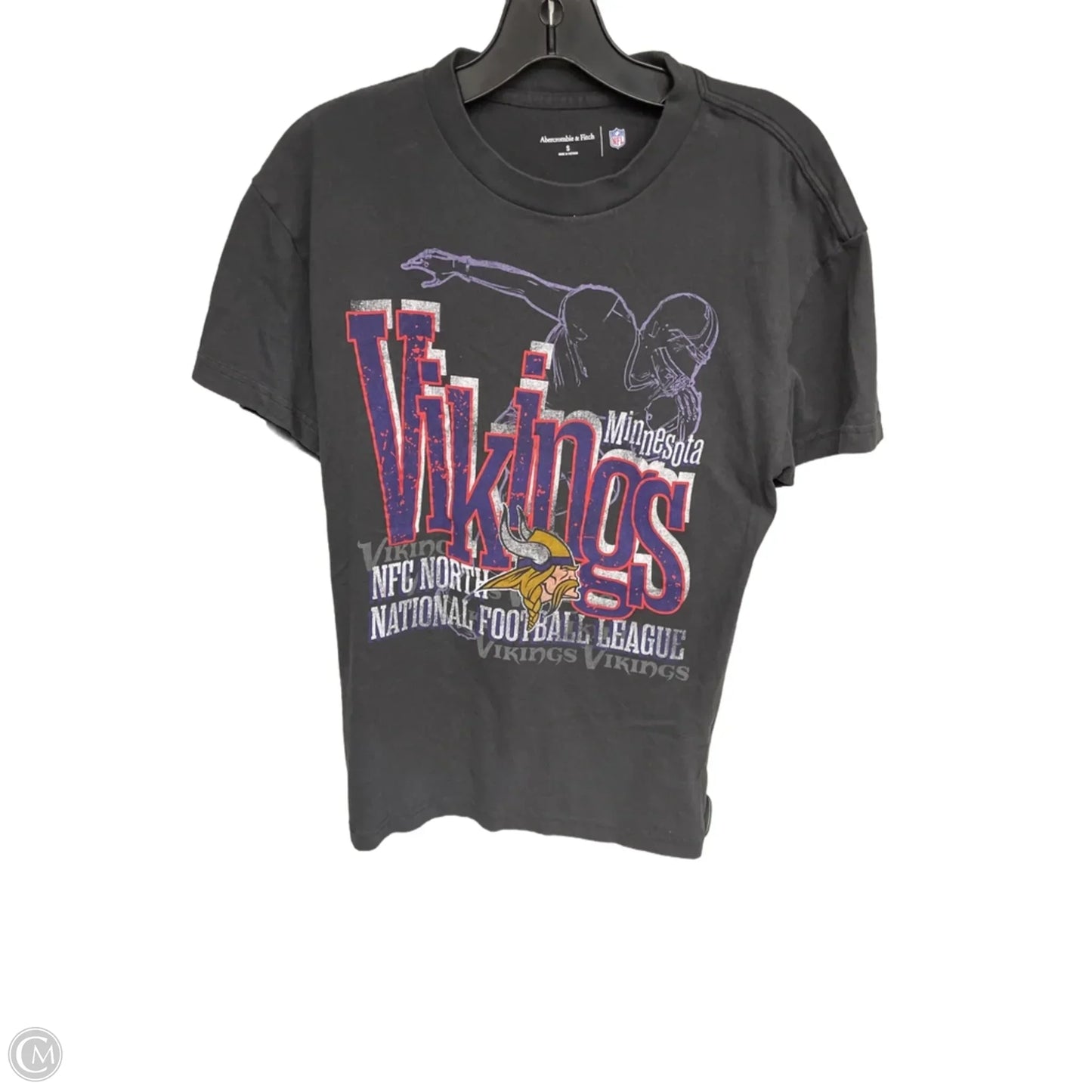 Top Short Sleeve By Abercrombie And Fitch In Grey & Purple, Size: S