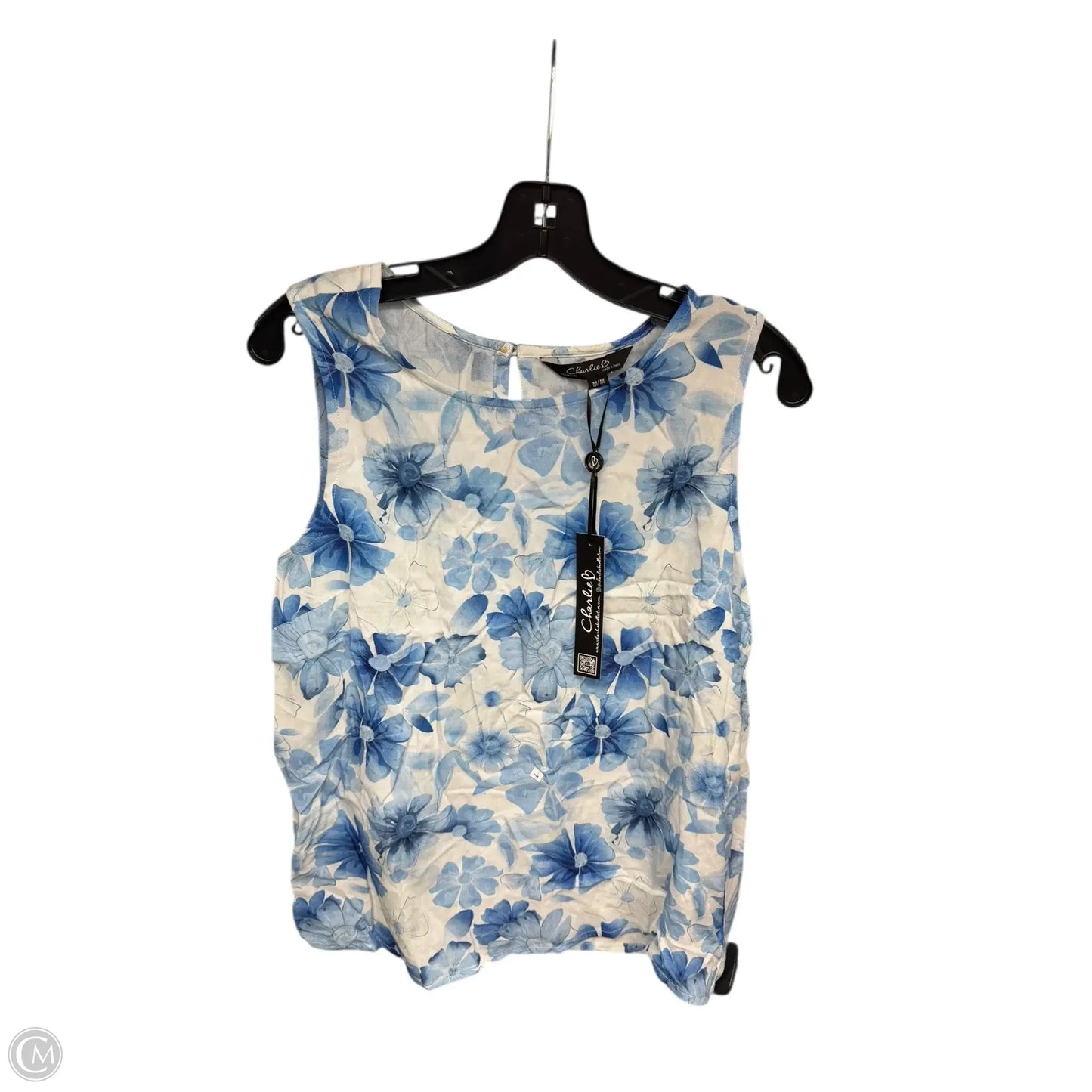 Top Sleeveless By Charlie B In Blue & White, Size: M