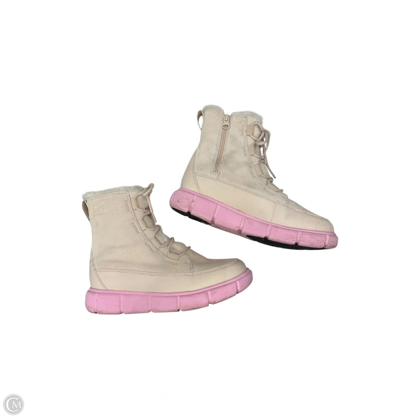 Boots Ankle Flats By Sorel In Cream & Pink, Size: 6
