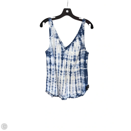Top Sleeveless By Cloth & Stone In Blue & White, Size: L