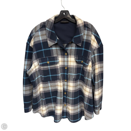 Jacket Shirt By Lane Bryant In Blue & Cream, Size: 2x