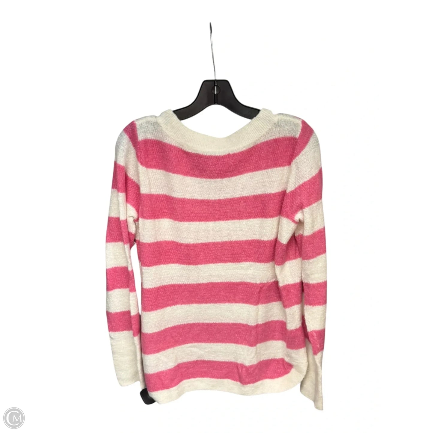 Sweater By Loft In Pink & White, Size: M