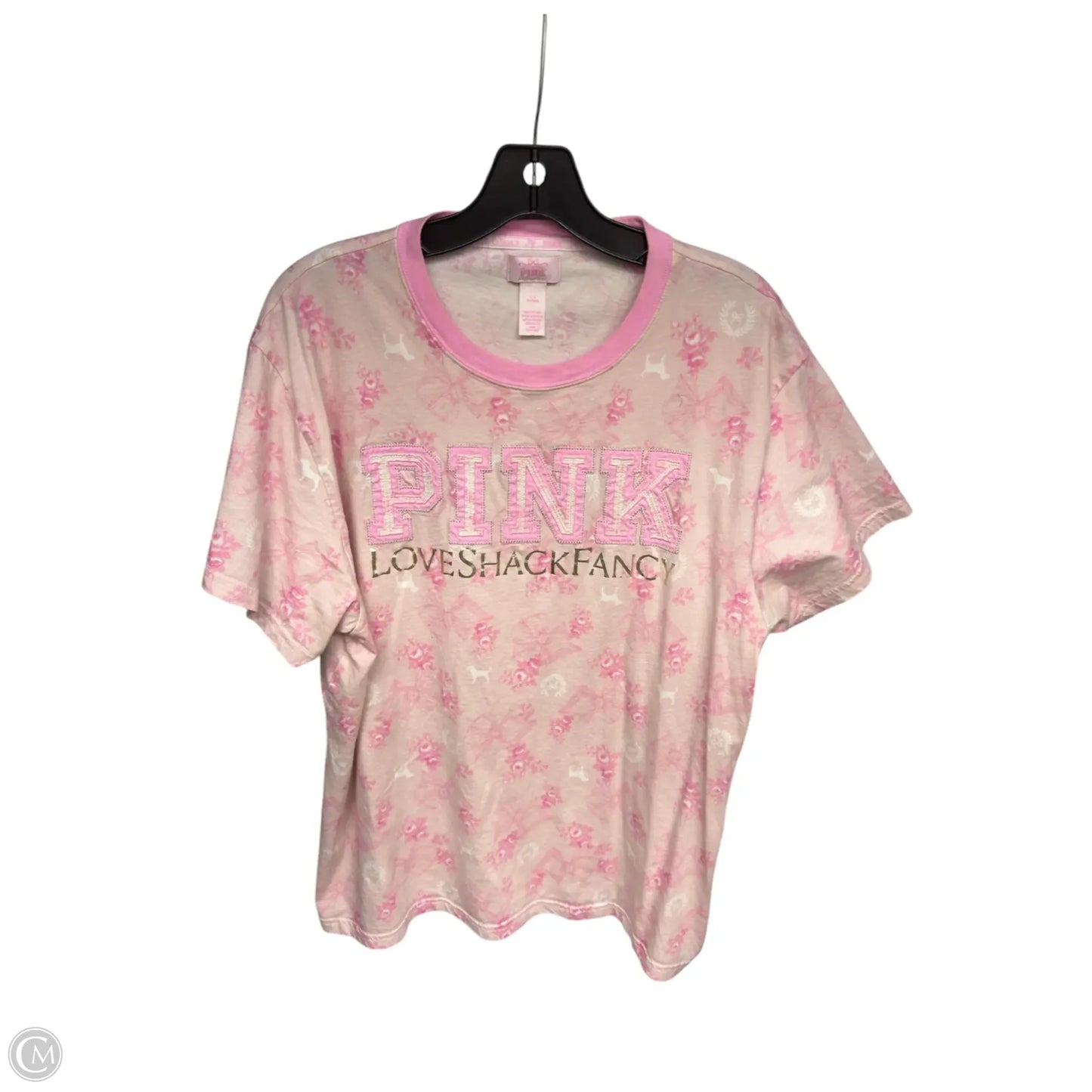 Top Short Sleeve By Pink In Pink, Size: L