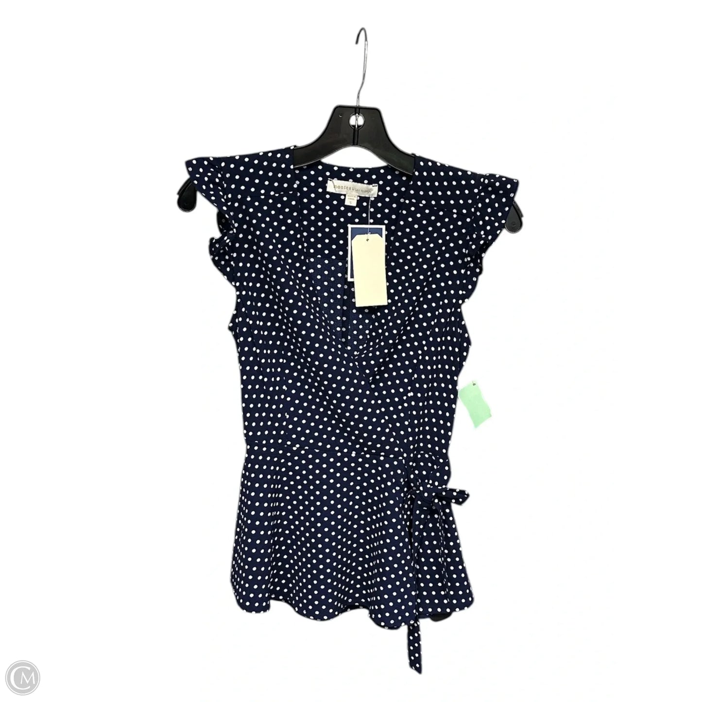 Top Short Sleeve By Monteau In Polkadot Pattern, Size: S