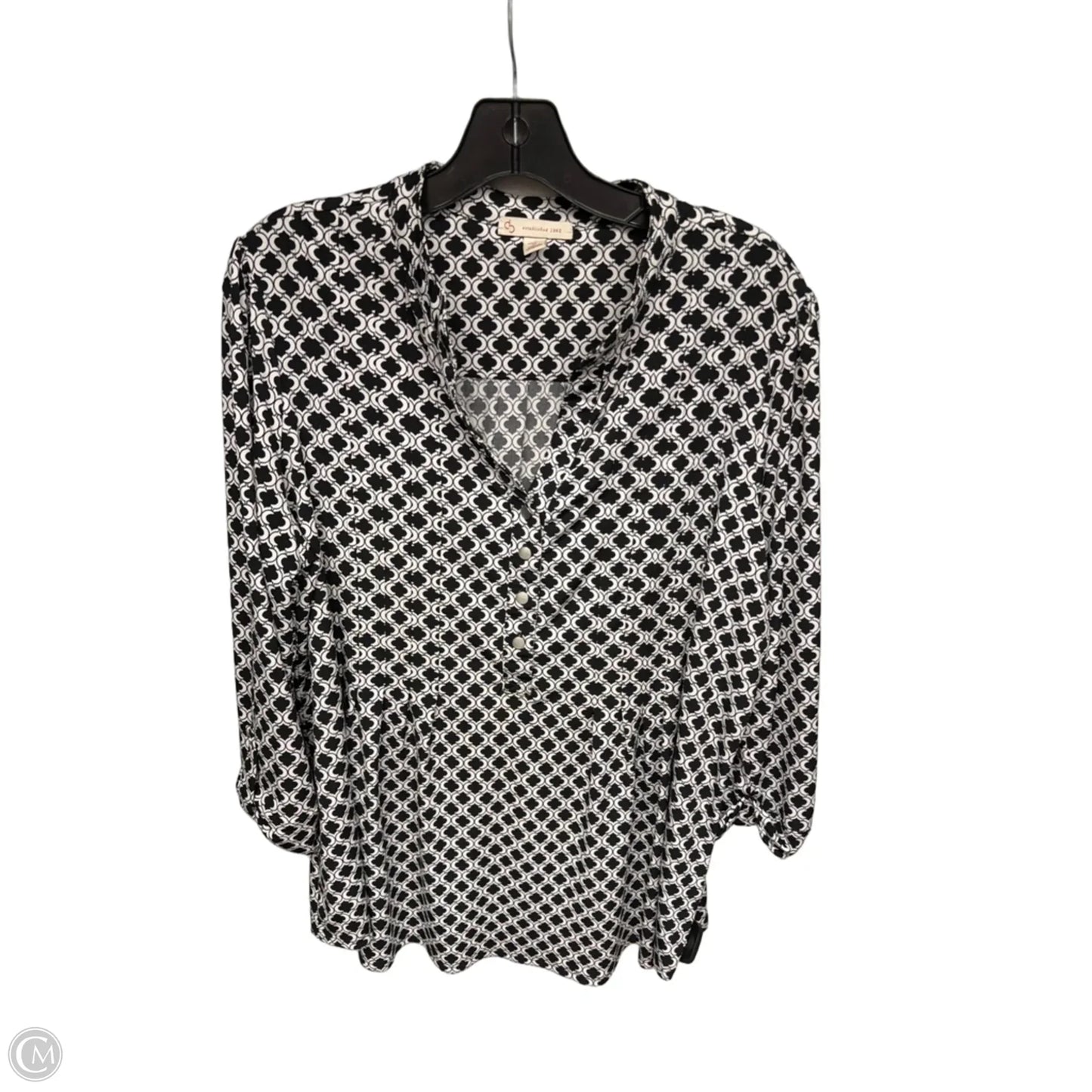 Top Long Sleeve By Clothes Mentor In Black & White, Size: 1x
