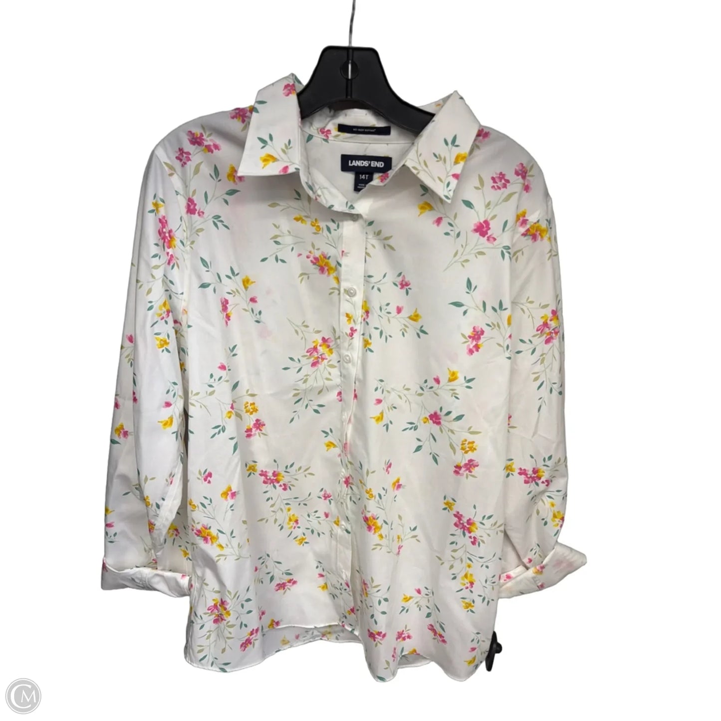 Top Long Sleeve By Lands End In Floral Print, Size: 14