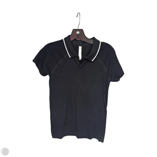 Athletic Top Short Sleeve By Athleta In Black & White, Size: M