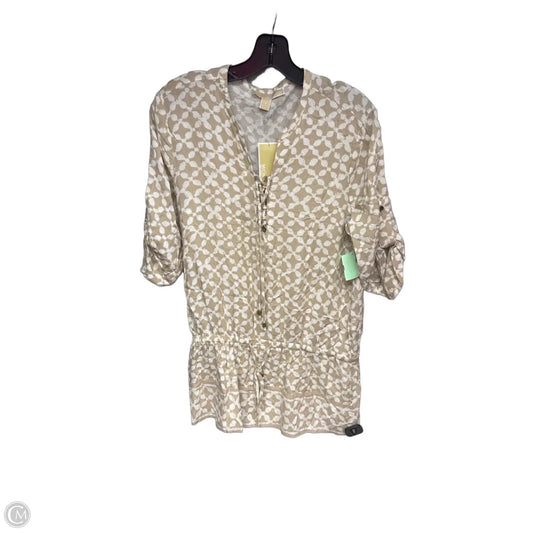 Top 3/4 Sleeve By Michael By Michael Kors In Tan & White, Size: 6