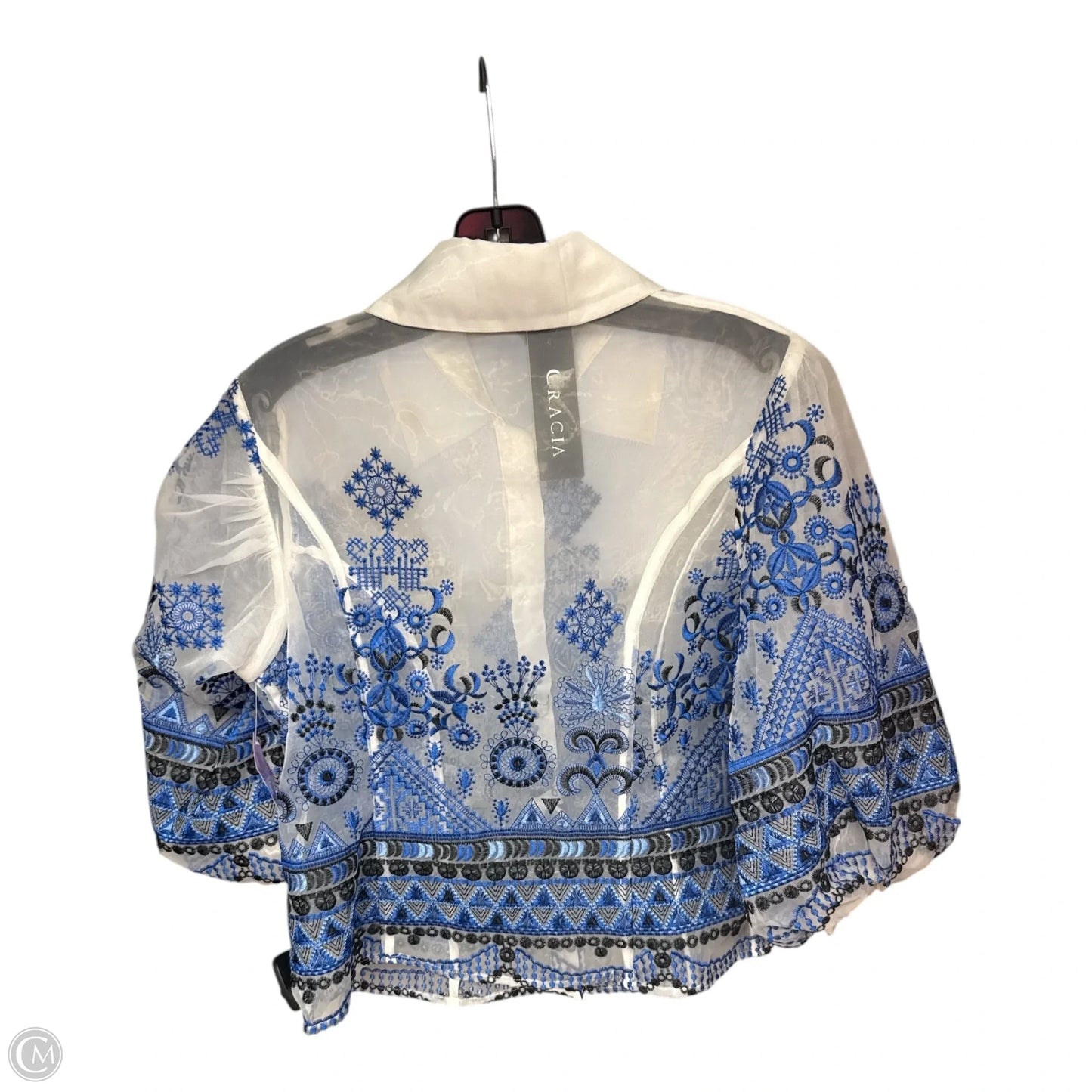Top Short Sleeve By Gracia In Blue & White, Size: M