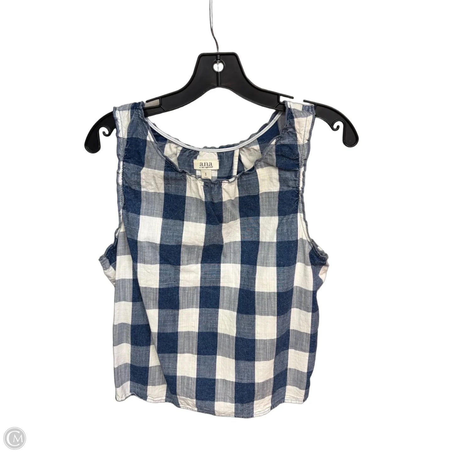 Top Sleeveless By Ana In Blue & White, Size: S